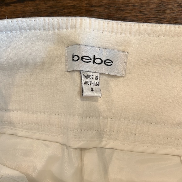 Bebe White High Rise Flare Linen Blend Pants - Picture 4 of 8